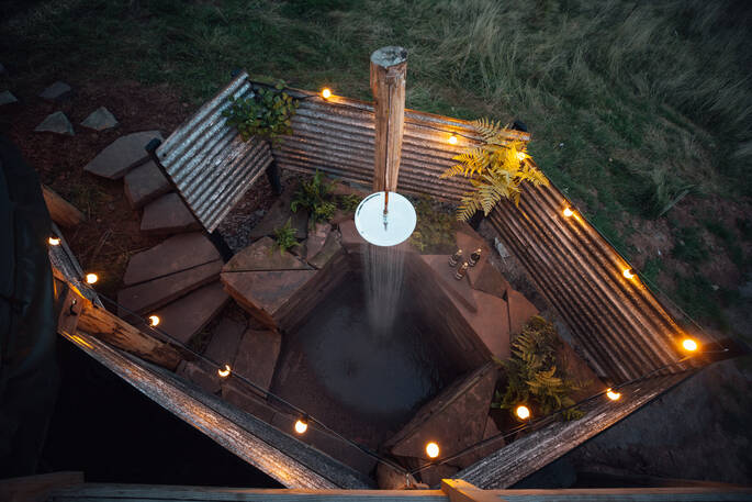 Both yurts have outdoor showers