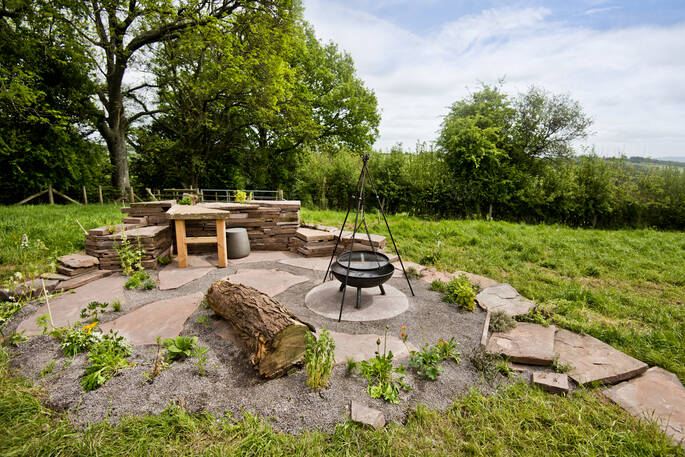 Fireplace by the yurts