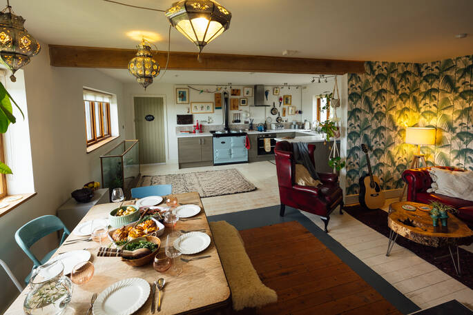 Open plan kitchen and dining area at The Nook