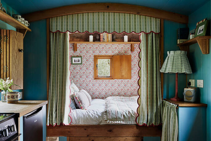 Bedroom interior at Heather Hut, Northumberland