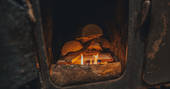 Wood burner in the hut