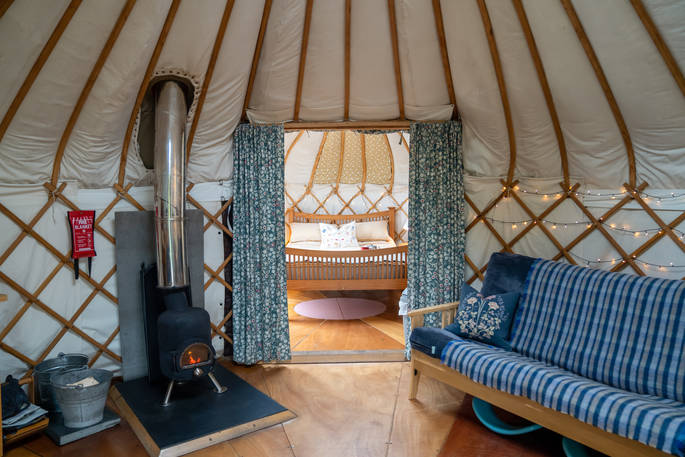 inside Offa's Dyke Yurt in Shropshire