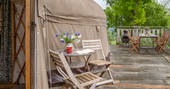 the decking at Offa's Dyke Yurt in Shropshire