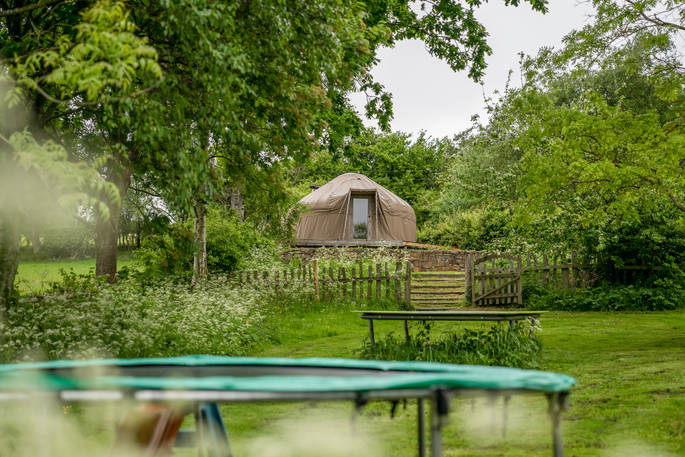 trampoline at Offa's Dyke Yurt in Shropshire