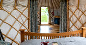 view from the bed at Offa's Dyke Yurt in Shropshire