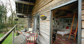 Looking in to the Log House Studio, Cwn Farm, Carmarthenshire