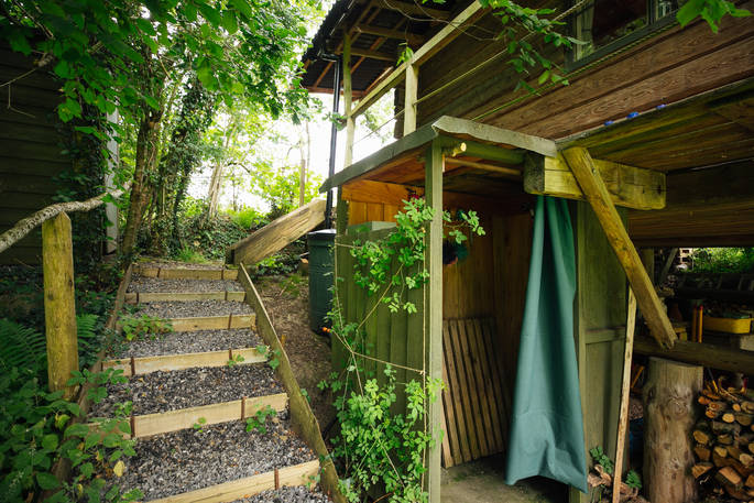 Shower shed at The Log House Studio in Carmarthenshire