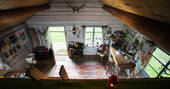 View from the mezzanine at the Log House Studio, Carmarthenshire
