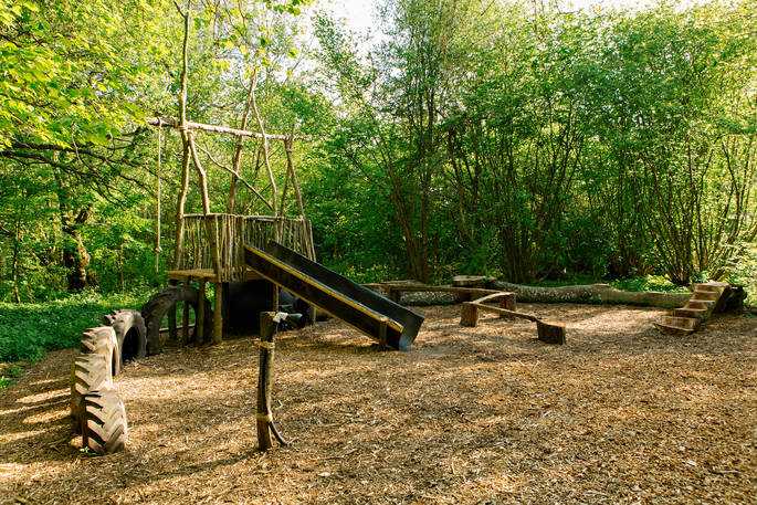 Fun playground area at Penhein Glamping in Monmouthshire