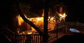 milandes dordogne france europe european glamping sunshine holidays cabin exterior treehouse balcony romantic night hot tub