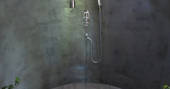 Puybeton treehouse dordogne france europe european glamping holidays interior view of bathroom washroom with shower