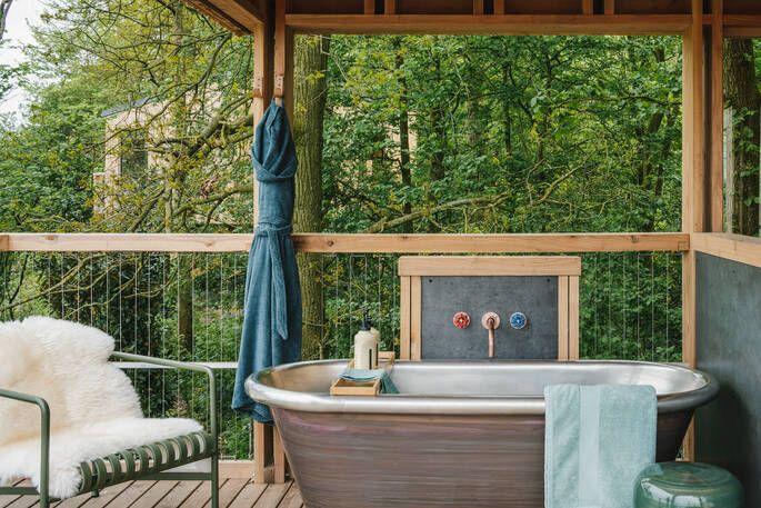 Outdoor bath on decking 