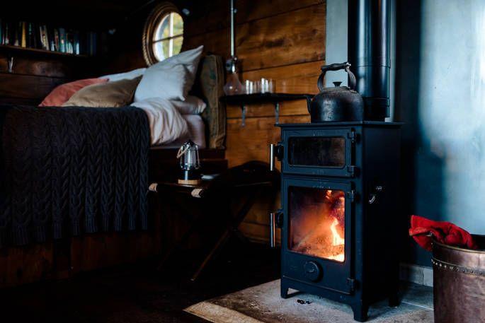 Bedroom with wood burner 