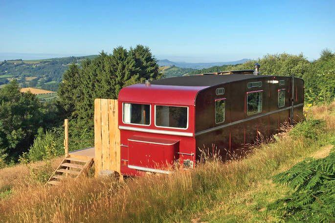 Van exterior with view of countryside 