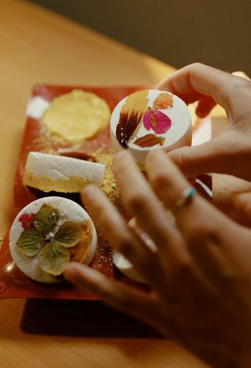 A handmade natural bath bomb