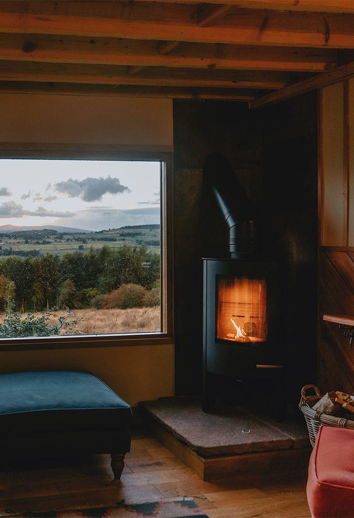 A warm wood burner in a cabin