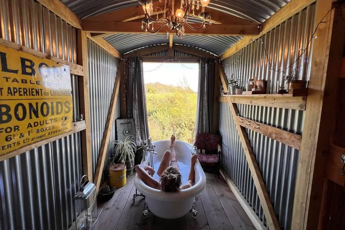 Outside covered bath area 