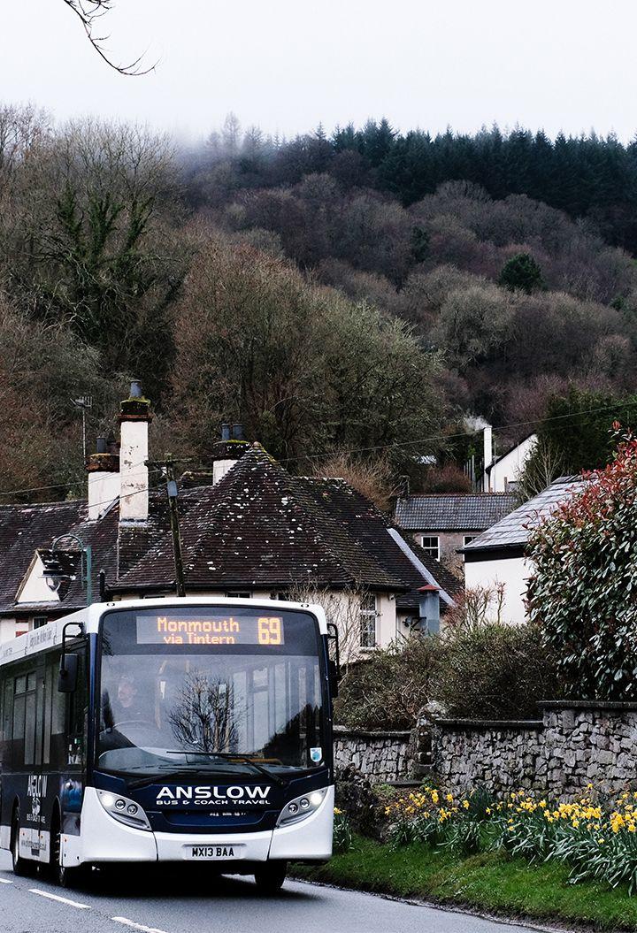 bus in a rural village 
