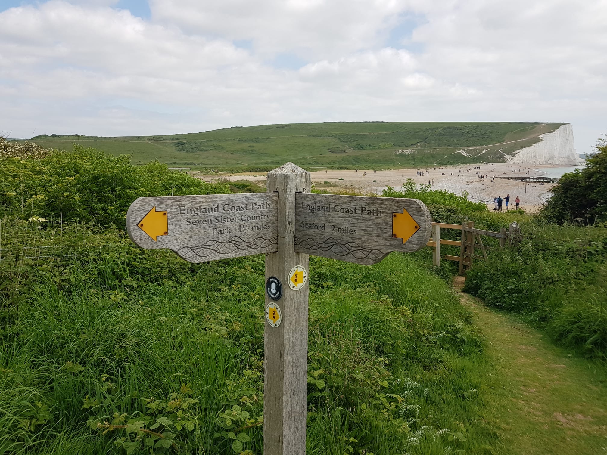 Sign for walking paths at Seven Sisters