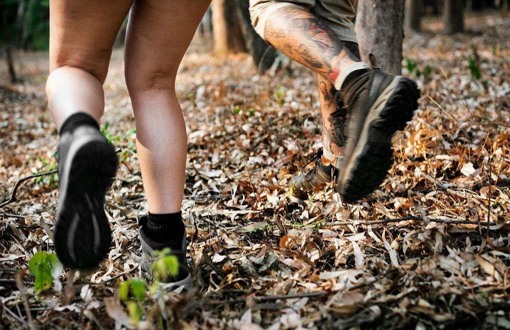 Shot of two runners' feet