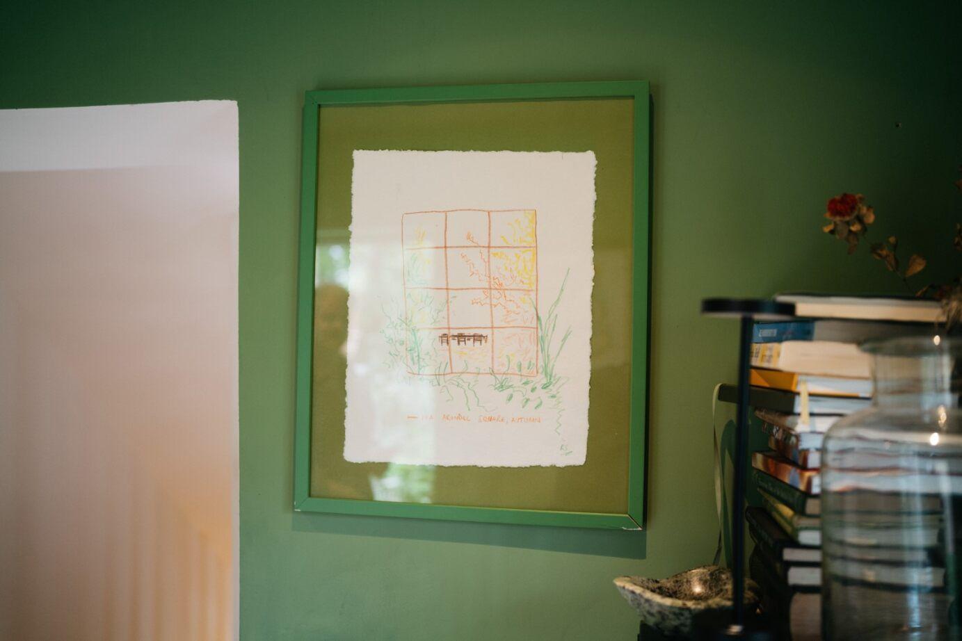 A framed illustration by Rollo Skinner