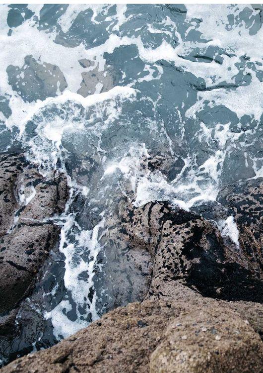 Sea crags hit by waves