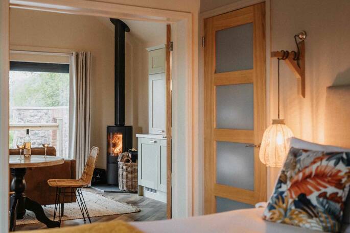 View from the bedroom into the living area