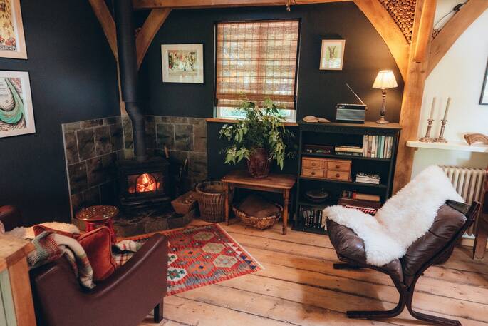 8 - Living area with a wood burner