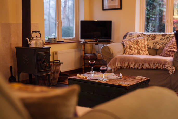 The Workshop cabin - the cosy living room, Beechwood Cottages, Bath & N.E. Somerset