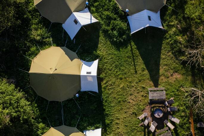 Bell tents from above