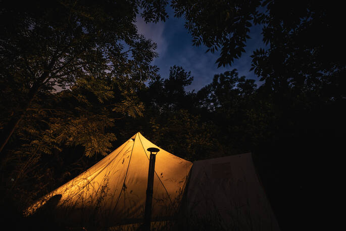 Bell tent in the evening
