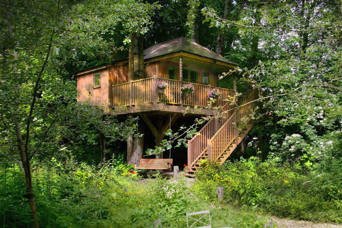 old mill treehouse in trees