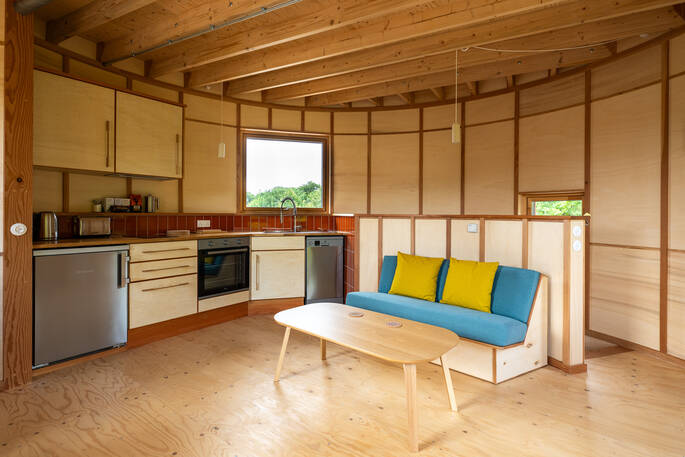 Open plan kitchen and living area