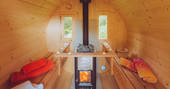 Hazel Tree Cabin sauna interior, Wendover, Buckinghamshire