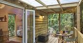 Hazel Tree Cabin veranda, Wendover, Buckinghamshire