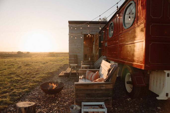 Firepit area and sunset