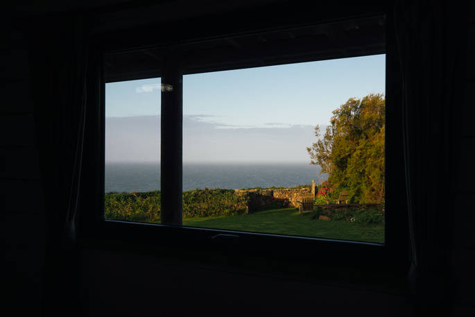 Sea views from the window at the Observatory in Cornwall