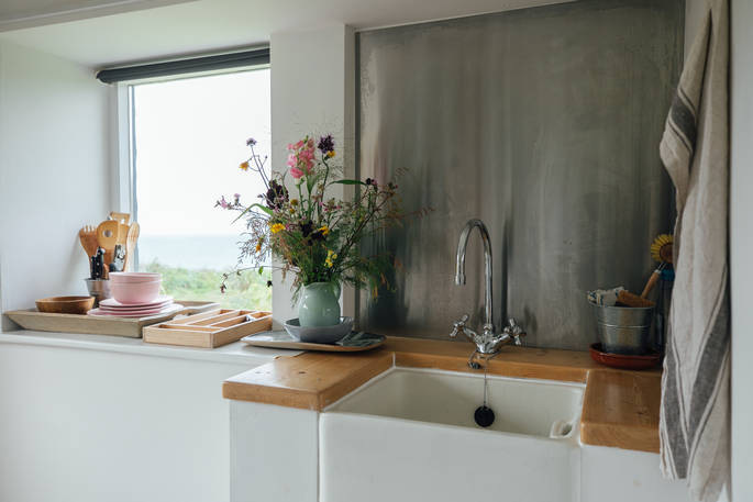 The simple but beautifully done kitchen at the Observatory in Cornwall
