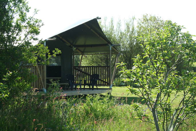 Exterior of Mobbs, from the side at Little Nook Glamping, Cornwall