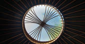 Circular window in the roof of Orchard Yurt