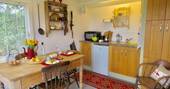 The perfect kitchen for a morning breakfast at Sanger's Showman's Wagon in Cornwall