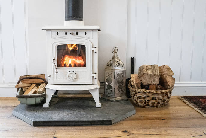 Heat up the wood-burner inside Ragnarr at Spring Park in Cornwall