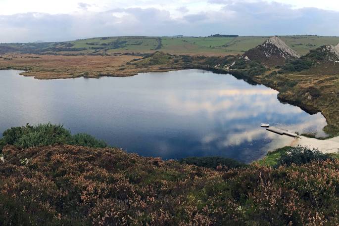 the lake bodmin moor secluded getaway container cabin aerial view moorland cornwall