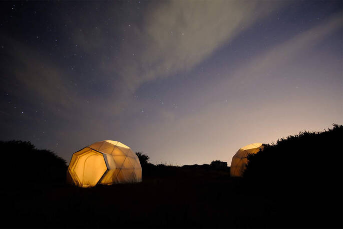 Geodomes at night 