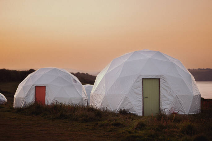 Geodomes at sunset 