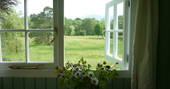 View of the garden from Whistle Wood Wagon in Cumbria.
