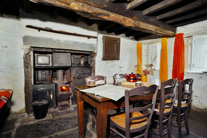 Table and woodburner