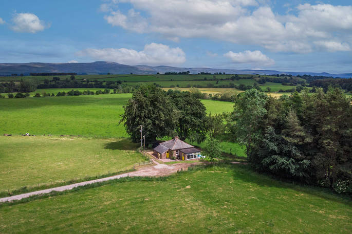 Cuckoo Cottage aerial view, Edenhall Estate, Penrith, Cumbria