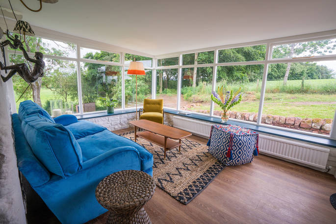 Cuckoo Cottage living room with view, Edenhall Estate, Penrith, Cumbria
