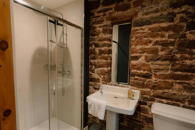 Bathroom with a hot shower